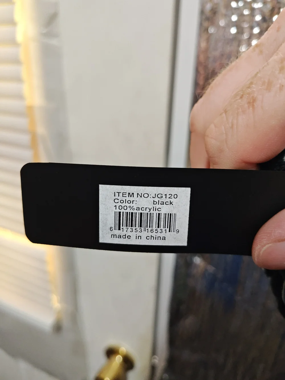Black Acrylic Gloves with Tag - ITEM NO: JG120